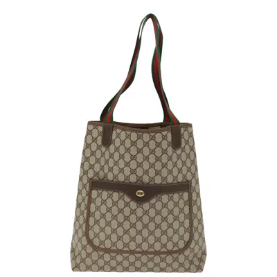 Gucci Sherry Beige Canvas Tote Bag () In Brown
