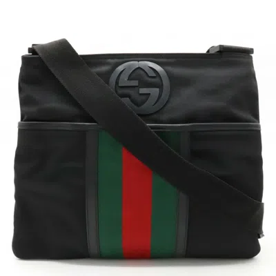 Gucci Sherry Black Canvas Shoulder Bag ()