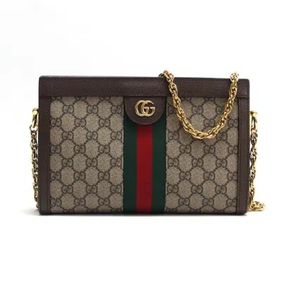Pre-owned Gucci Sherry Line Beige Brown Dark Brown Gg Supreme Shoulder Bag ()