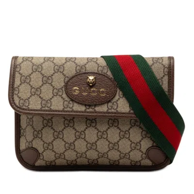 Pre-owned Gucci Sherry Line Beige Brown Pvc Leather Shoulder Bag () In Multi