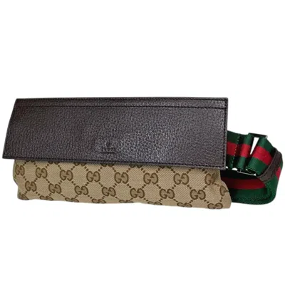 Pre-owned Gucci Sherry Line Beige Gg Canvas Fanny Pack Sling Bag ()