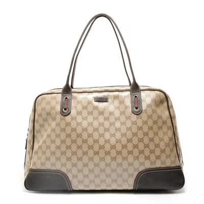 Pre-owned Gucci Sherry Line Beige Gg Crystal Boston Bag () In Sand