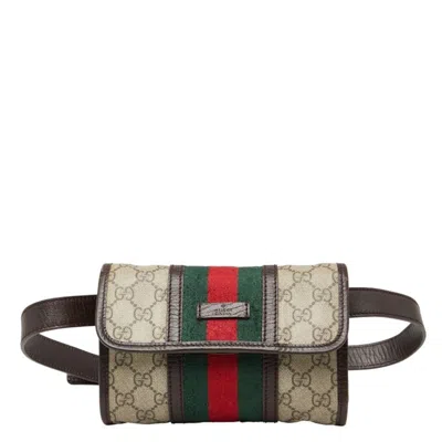 Pre-owned Gucci Sherry Line Beige Multi-color Pvc Leather Sling Bag ()