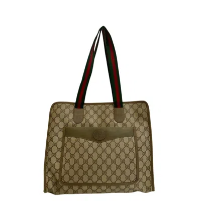 Pre-owned Gucci Sherry Line Beige Pvc Tote Bag () In Sand