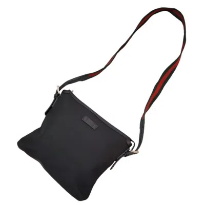 Pre-owned Gucci Sherry Line Black Canvas Leather Shoulder Bag ()