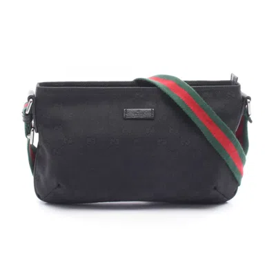 Pre-owned Gucci Sherry Line Black Gg Canvas Shoulder Bag ()