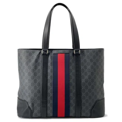 Pre-owned Gucci Sherry Line Black Gg Supreme Tote Bag ()