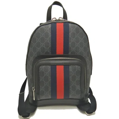 Pre-owned Gucci Sherry Line Black Gray Gg Supreme Leather Backpack () In Multi