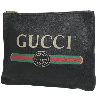 Pre-owned Gucci Sherry Line Black Leather Clutch Bag ()