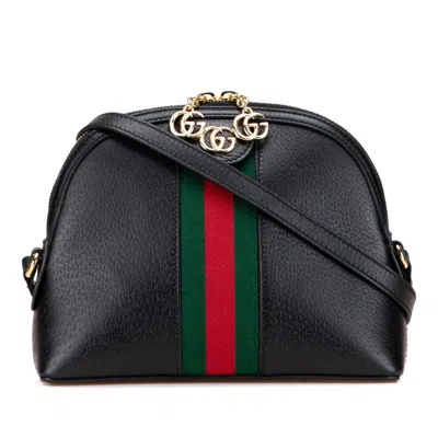 Pre-owned Gucci Sherry Line Black Leather Shoulder Bag ()