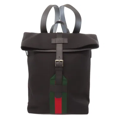 Pre-owned Gucci Sherry Line Black Nylon Canvas Backpack ()