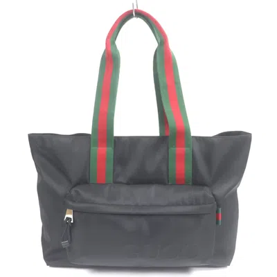 Pre-owned Gucci Sherry Line Black Nylon Tote Bag ()