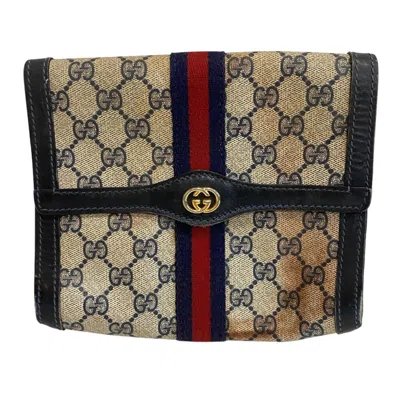 Pre-owned Gucci Sherry Line Black Pvc Clutch Bag Pouch ()