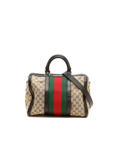 Gucci Sherry Line Boston Bag In Brown