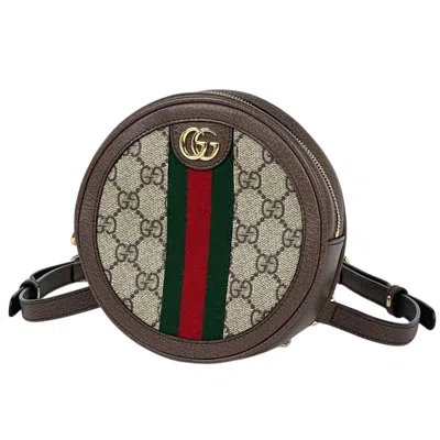 Pre-owned Gucci Sherry Line Brown Coated Canvas Leather Backpack ()