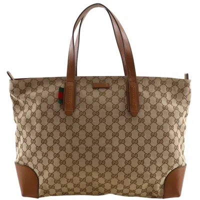 Pre-owned Gucci Sherry Line Brown Gg Canvas Tote Bag ()