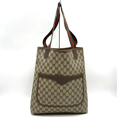 Pre-owned Gucci Sherry Line Brown Gg Supreme Leather Tote Bag ()