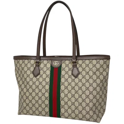 Pre-owned Gucci Sherry Line Brown Gg Supreme Leather Tote Bag ()