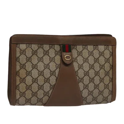 Pre-owned Gucci Sherry Line Canvas Beige Canvas Clutche & Pouche Bag ()