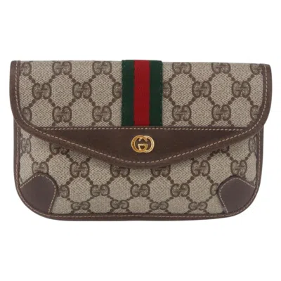 Pre-owned Gucci Sherry Line Canvas Beige Pvc Clutche & Pouche Bag ()