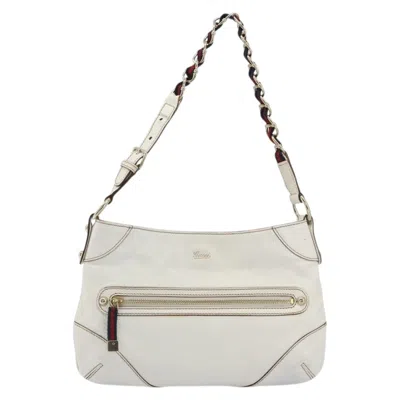 Pre-owned Gucci Sherry Line Chain Leather White Leather Tote Bag Bag ()