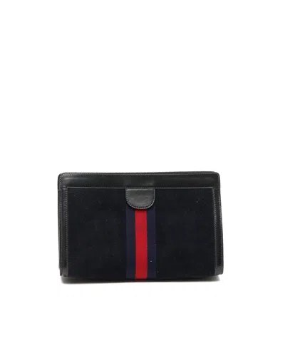 Gucci Sherry Line Clutch In Navy