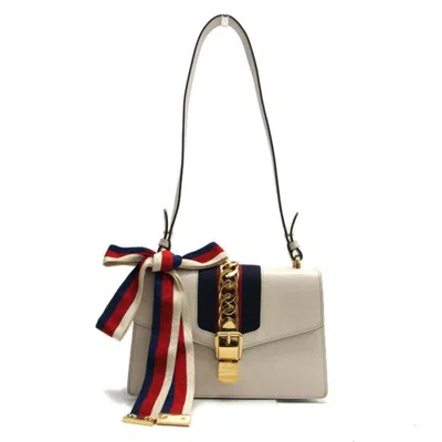 Pre-owned Gucci Sherry Line Navy Red Color White Bow Shoulder Bag ()