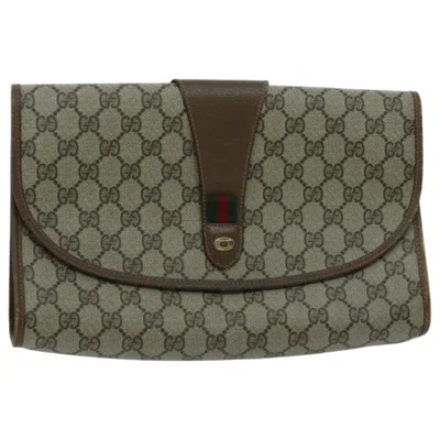 Pre-owned Gucci Sherry Line Pouch Canvas Beige Canvas Clutche & Pouche Bag () In Sand