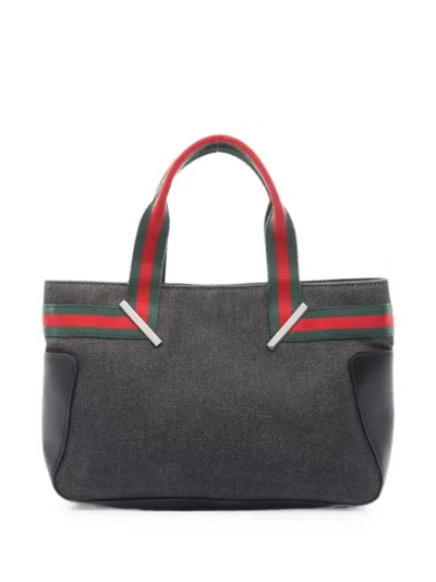 Pre-owned Gucci Sherry Line Tote Bag In Gray