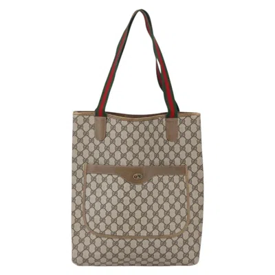 Pre-owned Gucci Sherry Line Tote Canvas Beige Canvas Tote Bag Bag () In Sand