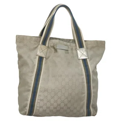 Pre-owned Gucci Sherry Silver Canvas Tote Bag ()