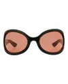 Gucci Novelty 77mm Oversize Shield Sunglasses In Black