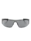 Gucci Shield-frame Sunglasses In Gray