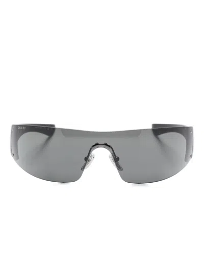Gucci Shield-frame Sunglasses In Gray