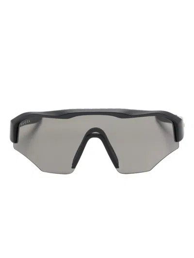 Gucci Shield-frame Sunglasses In Black