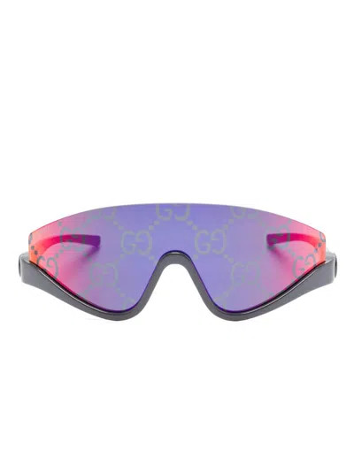 Gucci Shield-frame Sunglasses In Grey