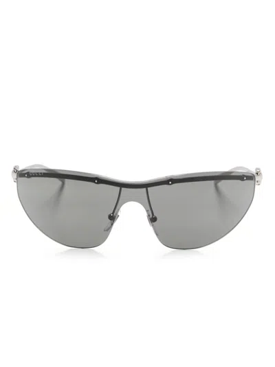 Gucci Shield-frame Sunglasses In Silver