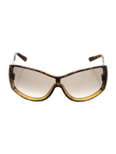 Pre-owned Gucci Shield Gradient Sunglasses In Brown