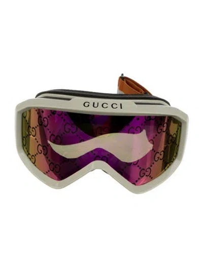 Pre-owned Gucci Shield Mirrored Sunglasses In Neutral