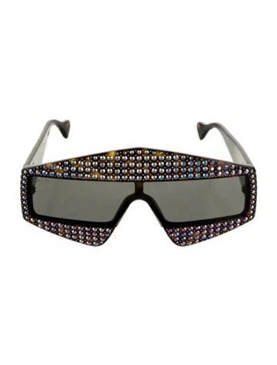 Pre-owned Gucci Shield Mirrored Sunglasses W/ Tags In Black