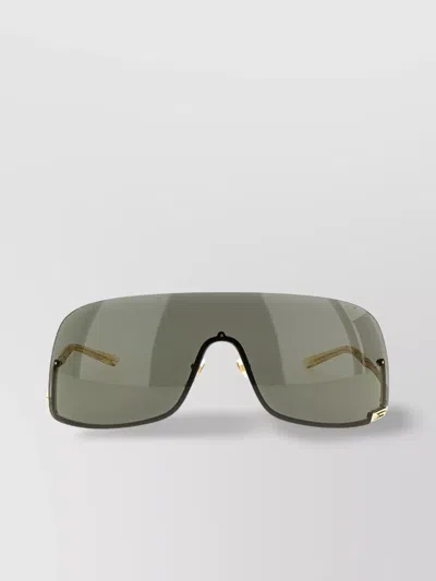 Gucci Shield Sunglasses Gold Arms In Green