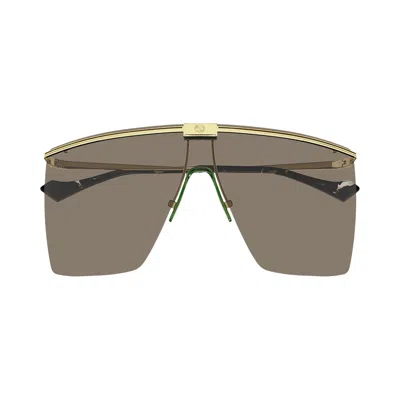 Pre-owned Gucci Shield Sunglasses 'gold/brown' | Men's Size Onesize