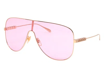 Pre-owned Gucci Shield Sunglasses In Gold Pink (gg1436s/004/99)