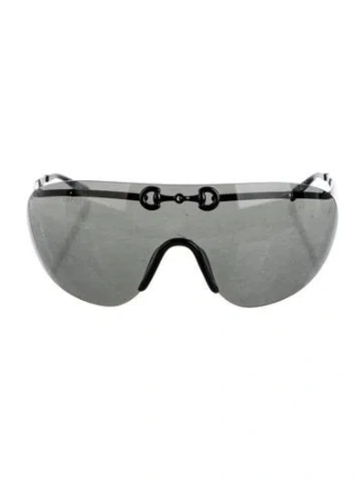 Pre-owned Gucci Shield Tinted Sunglasses In Black