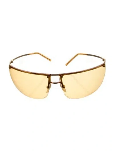 Pre-owned Gucci Shield Tinted Sunglasses In Yellow