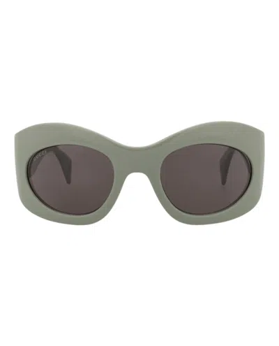 Pre-owned Gucci Shieldframe Recycled Acetate Sunglasses In Green Green Grey (gg1463s/30014463/004) In Multi