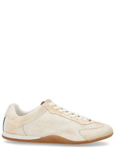 Gucci Shift 100% Calfskin Leather Sneakers In White
