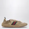 Gucci Women Shift Sneakers In Gg Fabric And Leather In Nude