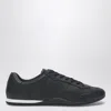 Gucci Men Black Low Top Sneakers With Web Tongue In Leather Man In Black