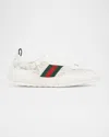 Gucci Shift Sneakers Embroidered Accents Low Top Sole In White